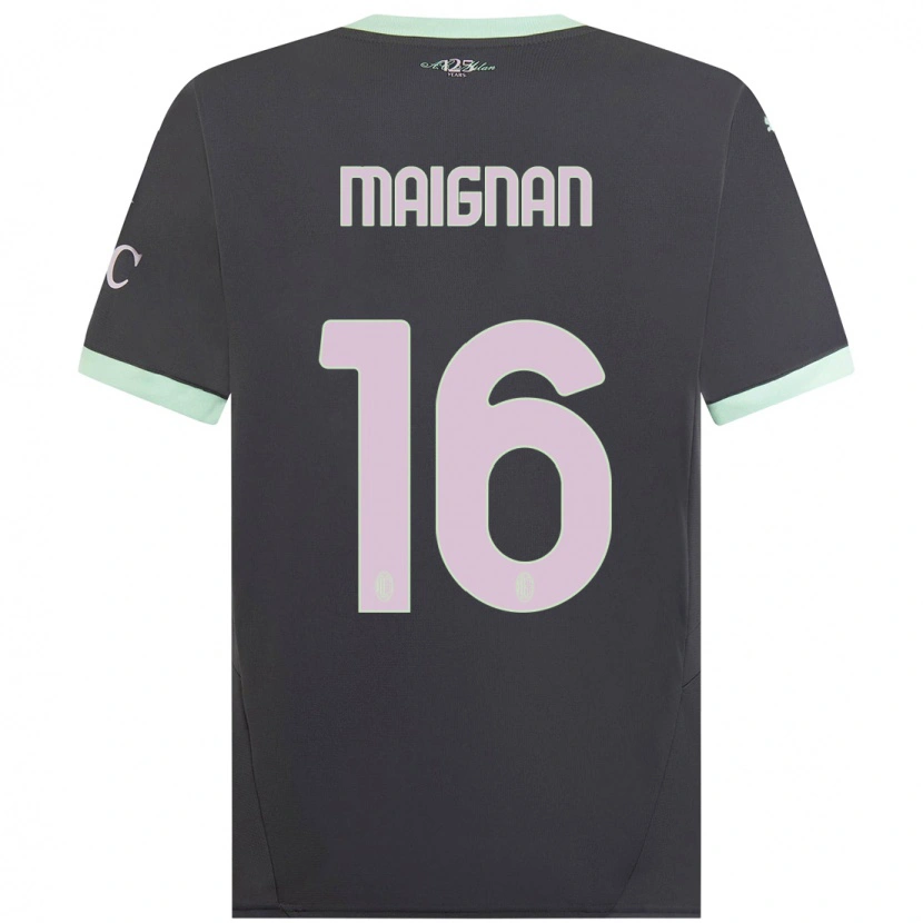 Danxen Niño Camiseta Mike Maignan #16 Gris Equipación Tercera 2024/25 La Camisa