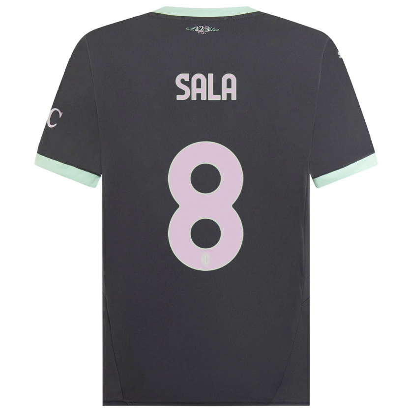 Danxen Niño Camiseta Emanuele Sala #8 Gris Equipación Tercera 2024/25 La Camisa