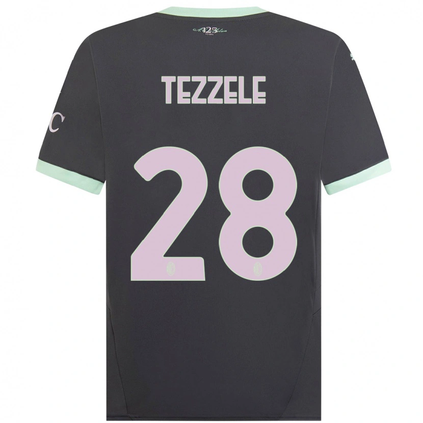 Danxen Niño Camiseta Matteo Tezzele #28 Gris Equipación Tercera 2024/25 La Camisa