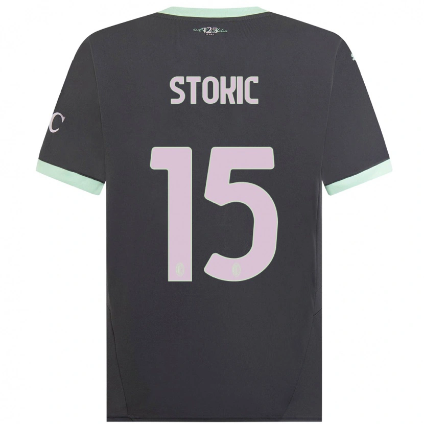 Danxen Niño Camiseta Sara Stokić #15 Gris Equipación Tercera 2024/25 La Camisa