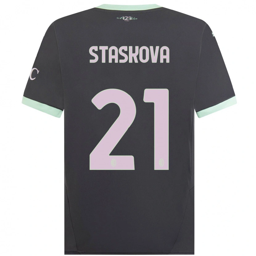 Danxen Niño Camiseta Andrea Stašková #21 Gris Equipación Tercera 2024/25 La Camisa