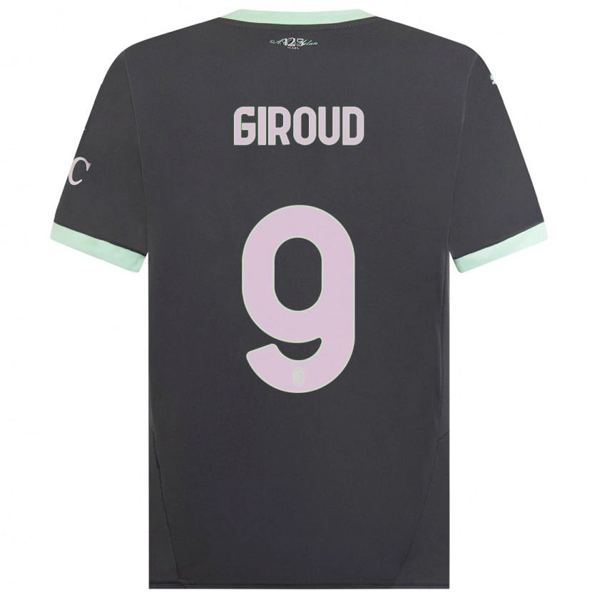 Danxen Niño Camiseta Olivier Giroud #9 Gris Equipación Tercera 2024/25 La Camisa