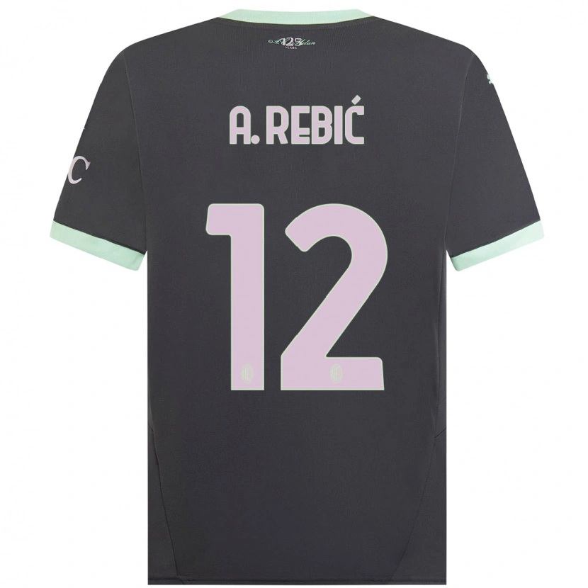 Danxen Niño Camiseta Ante Rebic #12 Gris Equipación Tercera 2024/25 La Camisa