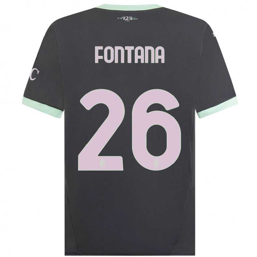 Danxen Niño Camiseta Francesco Fontana #26 Gris Equipación Tercera 2024/25 La Camisa