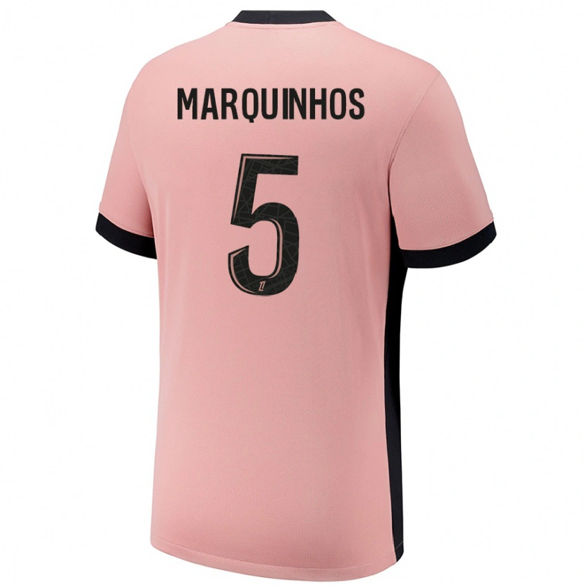 Danxen Niño Camiseta Marquinhos #5 Rosa Óxido Equipación Tercera 2024/25 La Camisa