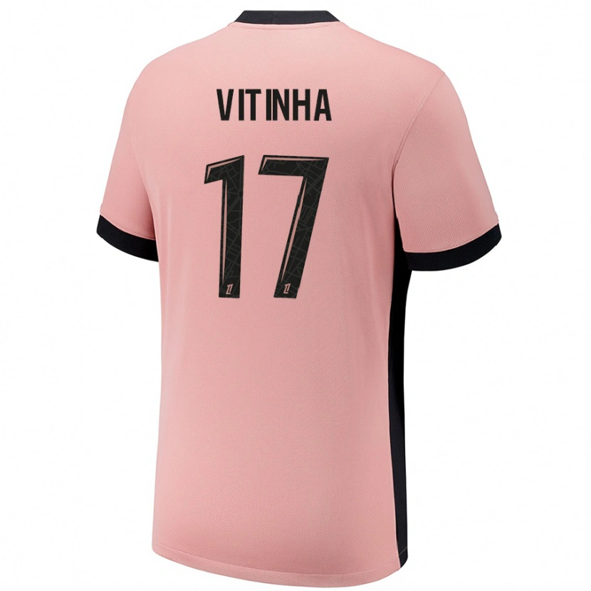 Danxen Niño Camiseta Vitinha #17 Rosa Óxido Equipación Tercera 2024/25 La Camisa