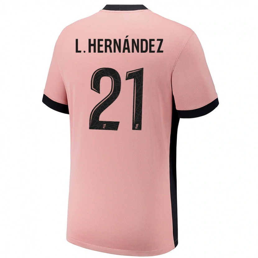 Danxen Niño Camiseta Lucas Hernández #21 Rosa Óxido Equipación Tercera 2024/25 La Camisa