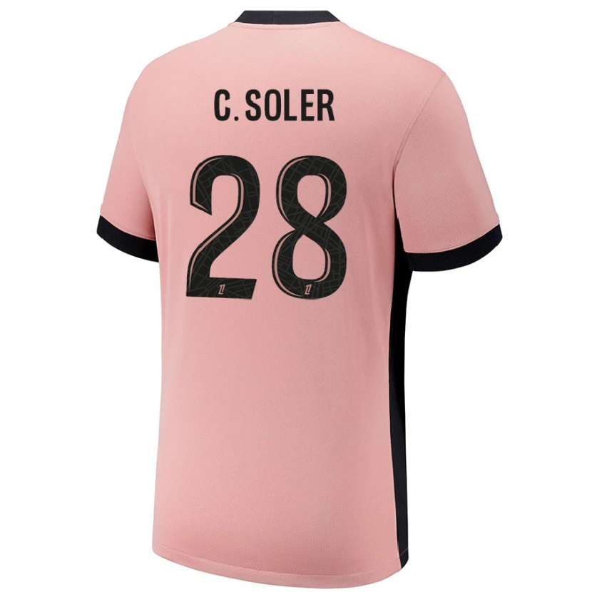 Danxen Niño Camiseta Carlos Soler #28 Rosa Óxido Equipación Tercera 2024/25 La Camisa