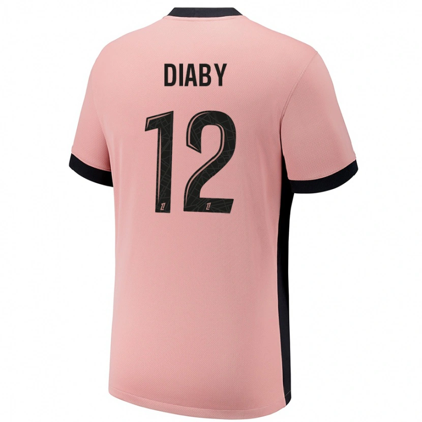 Danxen Niño Camiseta Ibrahima Diaby #12 Rosa Óxido Equipación Tercera 2024/25 La Camisa