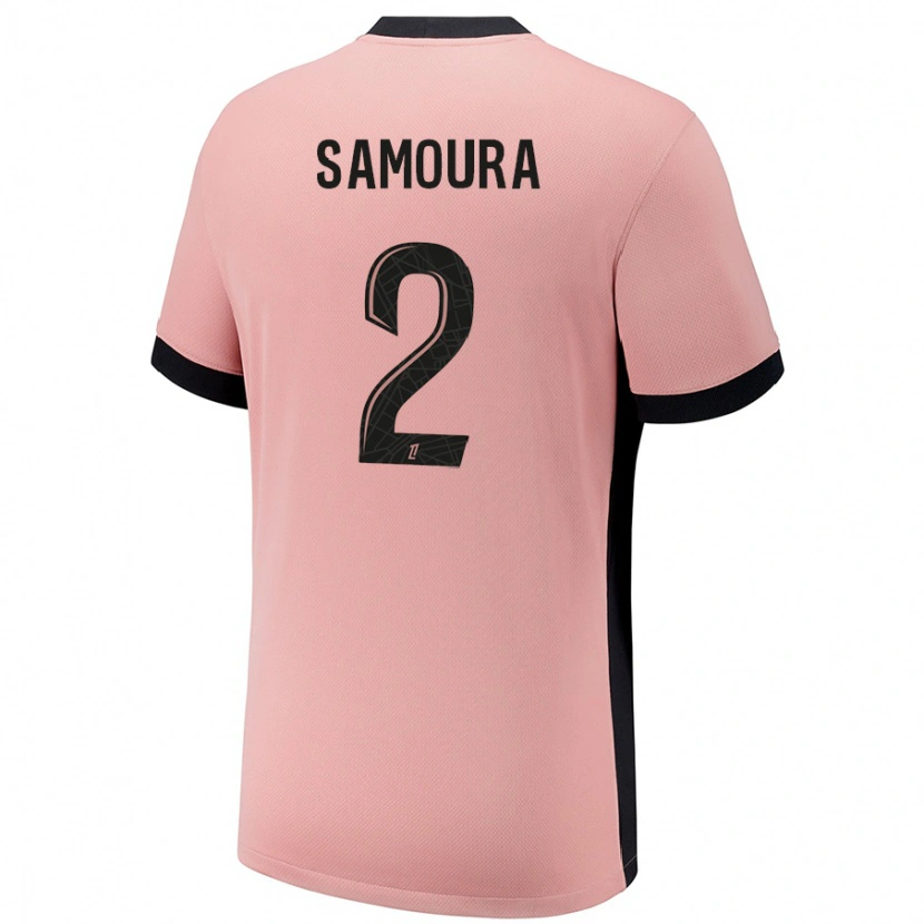 Danxen Niño Camiseta Thiniba Samoura #2 Rosa Óxido Equipación Tercera 2024/25 La Camisa