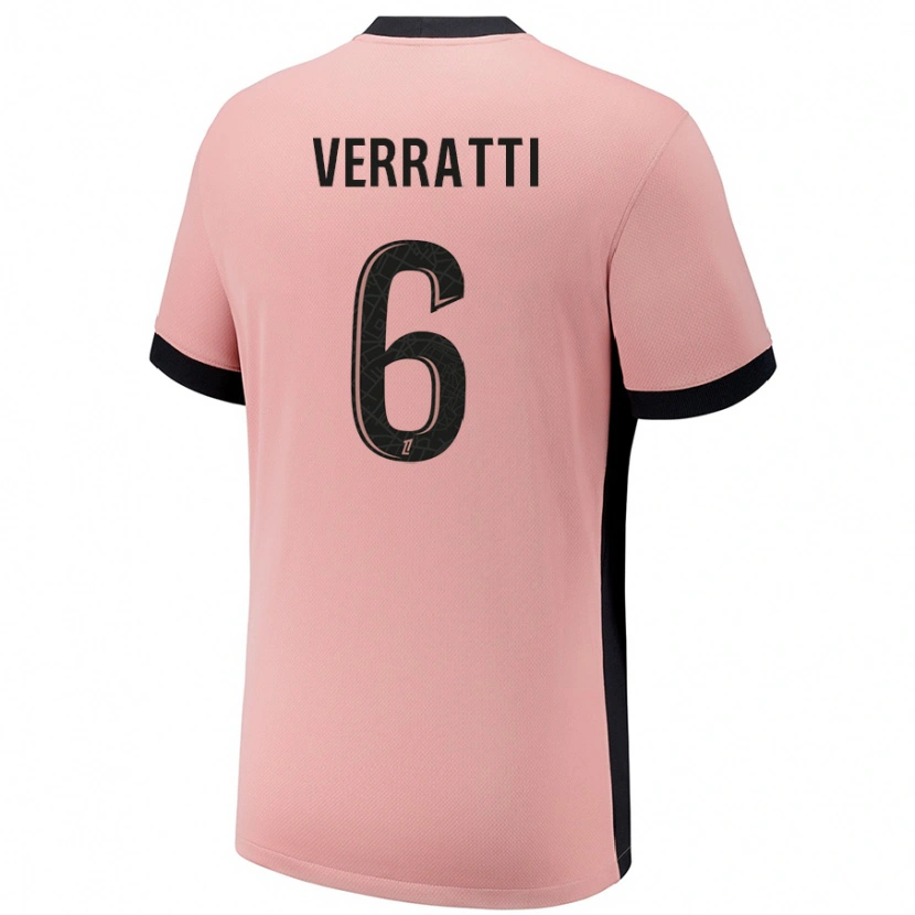 Danxen Niño Camiseta Marco Verratti #6 Rosa Óxido Equipación Tercera 2024/25 La Camisa