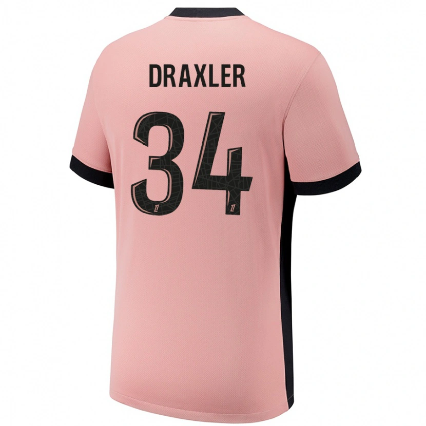 Danxen Niño Camiseta Julian Draxler #34 Rosa Óxido Equipación Tercera 2024/25 La Camisa