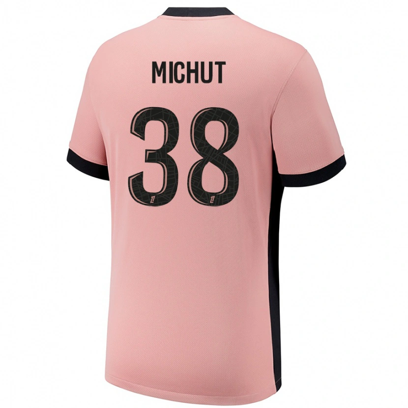 Danxen Niño Camiseta Edouard Michut #38 Rosa Óxido Equipación Tercera 2024/25 La Camisa