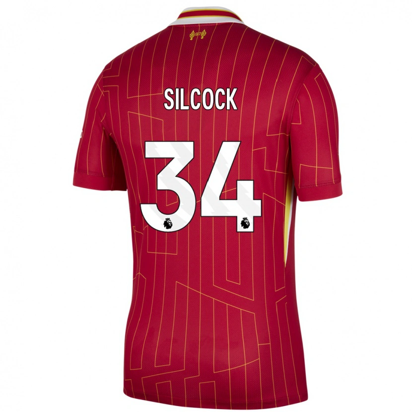 Danxen Hombre Camiseta Hannah Silcock #34 Rojo Amarillo Blanco 1ª Equipación 2024/25 La Camisa