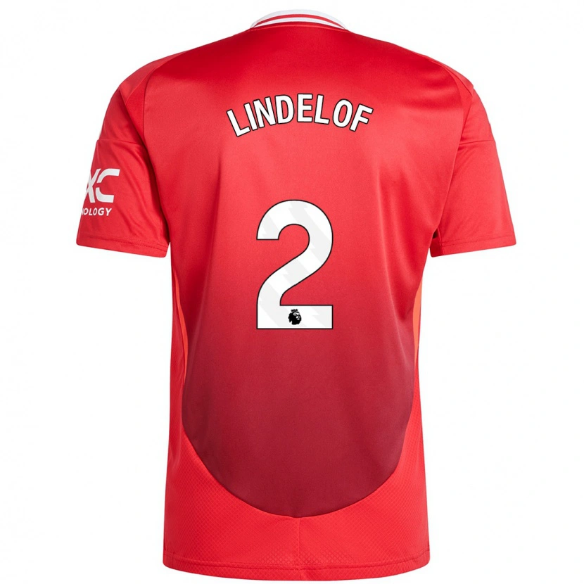 Danxen Hombre Camiseta Victor Lindelöf #2 Rojo Brillante 1ª Equipación 2024/25 La Camisa