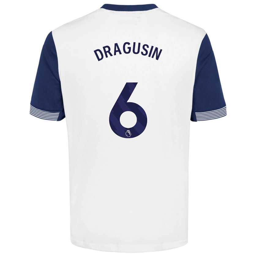 Danxen Hombre Camiseta Radu Drăgușin #6 Blanco Azul 1ª Equipación 2024/25 La Camisa