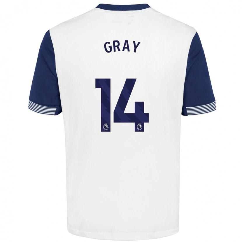 Danxen Hombre Camiseta Archie Gray #14 Blanco Azul 1ª Equipación 2024/25 La Camisa