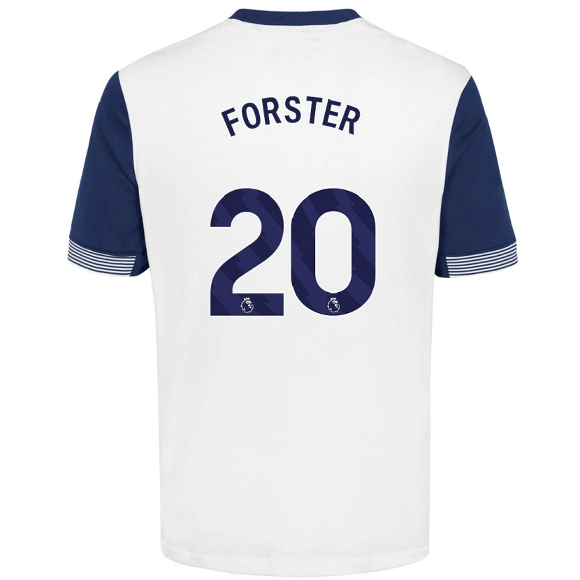 Danxen Hombre Camiseta Fraser Forster #20 Blanco Azul 1ª Equipación 2024/25 La Camisa