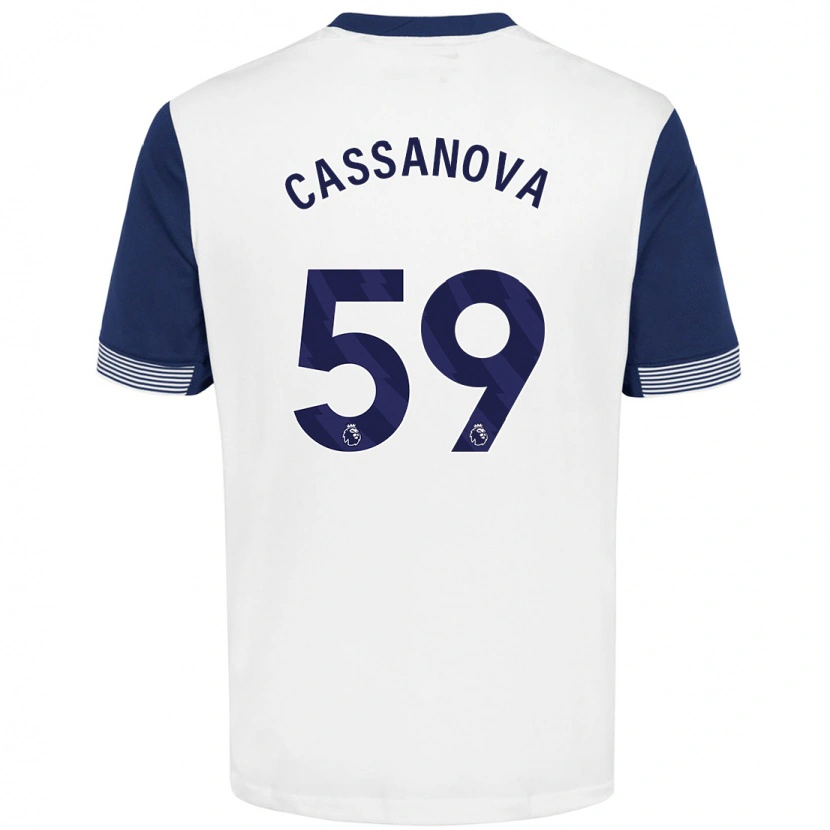 Danxen Hombre Camiseta Dante Cassanova #59 Blanco Azul 1ª Equipación 2024/25 La Camisa