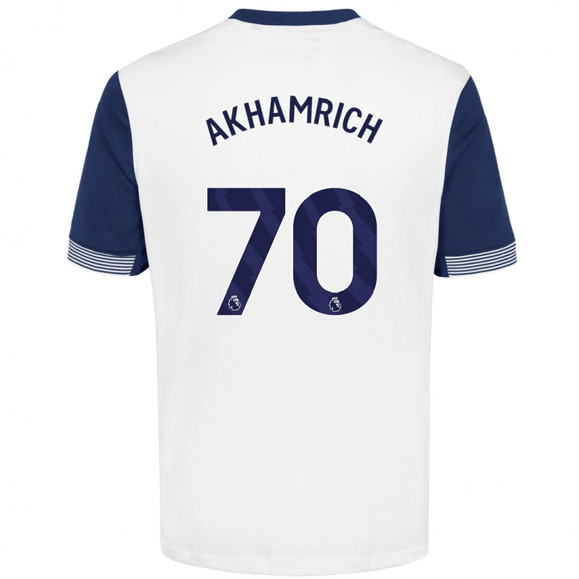 Danxen Hombre Camiseta Yusuf Akhamrich #70 Blanco Azul 1ª Equipación 2024/25 La Camisa