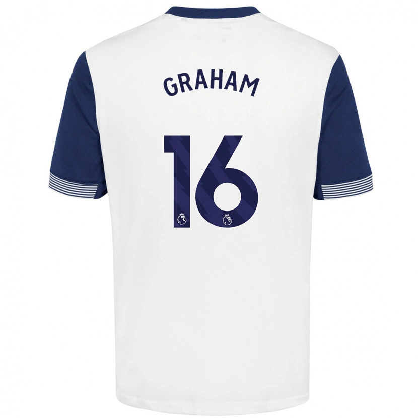 Danxen Hombre Camiseta Kit Graham #16 Blanco Azul 1ª Equipación 2024/25 La Camisa