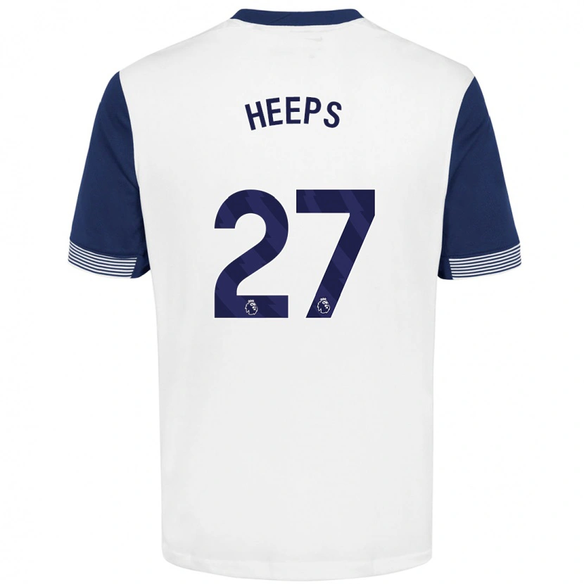 Danxen Hombre Camiseta Eleanor Heeps #27 Blanco Azul 1ª Equipación 2024/25 La Camisa