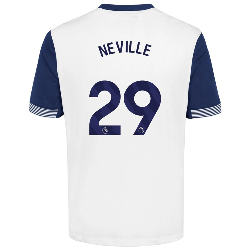 Danxen Hombre Camiseta Ashleigh Neville #29 Blanco Azul 1ª Equipación 2024/25 La Camisa