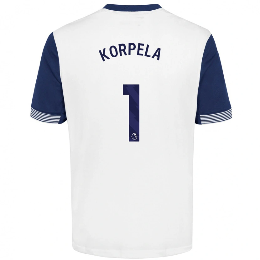 Danxen Hombre Camiseta Tinja-Riikka Korpela #1 Blanco Azul 1ª Equipación 2024/25 La Camisa