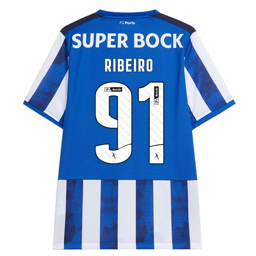 Danxen Hombre Camiseta Gonçalo Ribeiro #91 Azul Blanco 1ª Equipación 2024/25 La Camisa