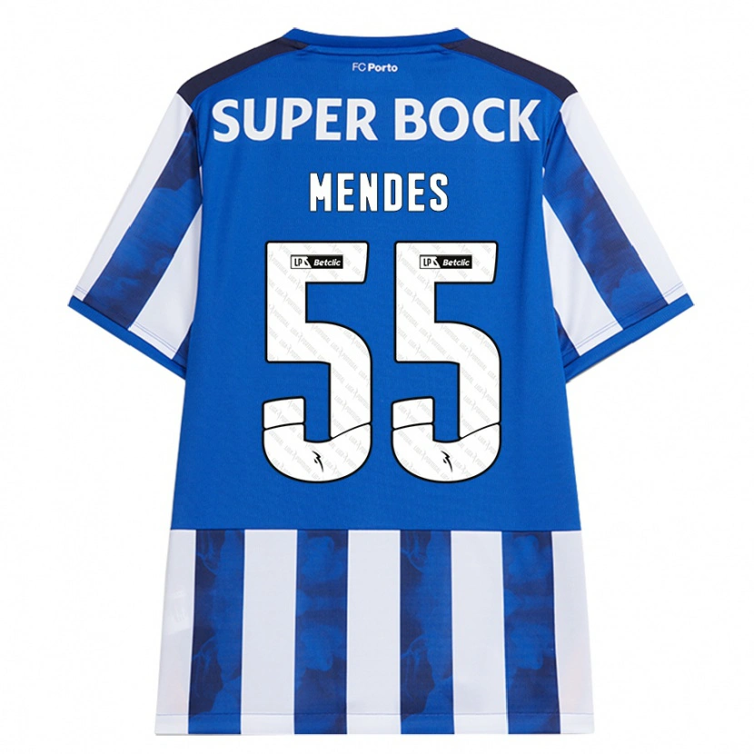 Danxen Hombre Camiseta João Mendes #55 Azul Blanco 1ª Equipación 2024/25 La Camisa