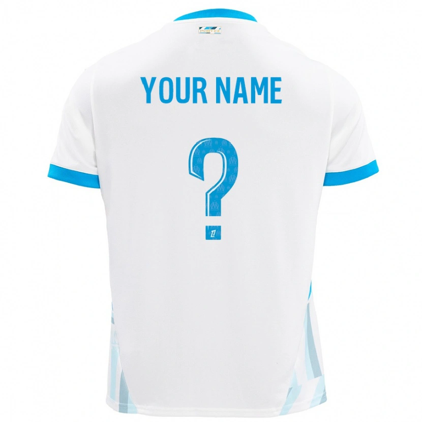 Danxen Hombre Camiseta Su Nombre #0 Blanco Azul Cielo 1ª Equipación 2024/25 La Camisa