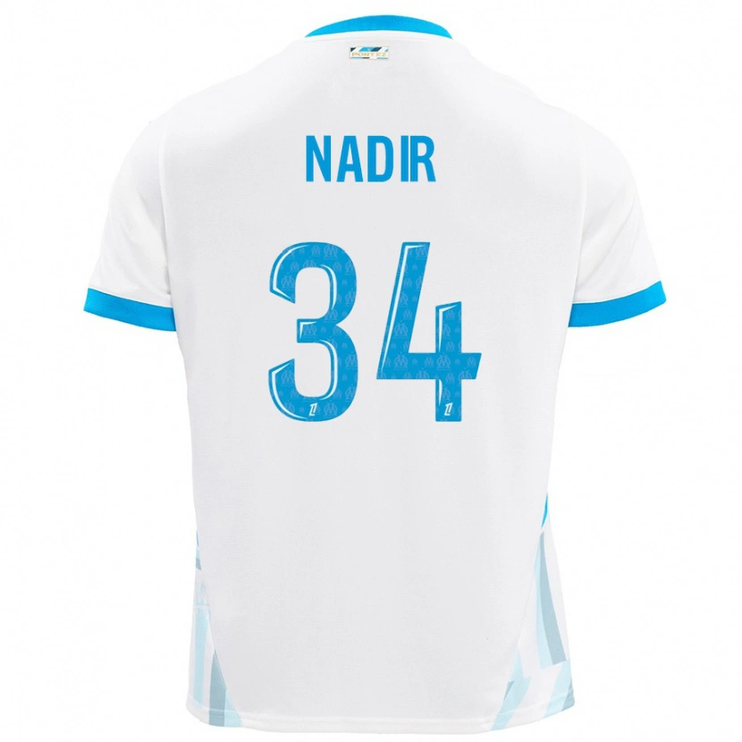 Danxen Hombre Camiseta Bilal Nadir #34 Blanco Azul Cielo 1ª Equipación 2024/25 La Camisa