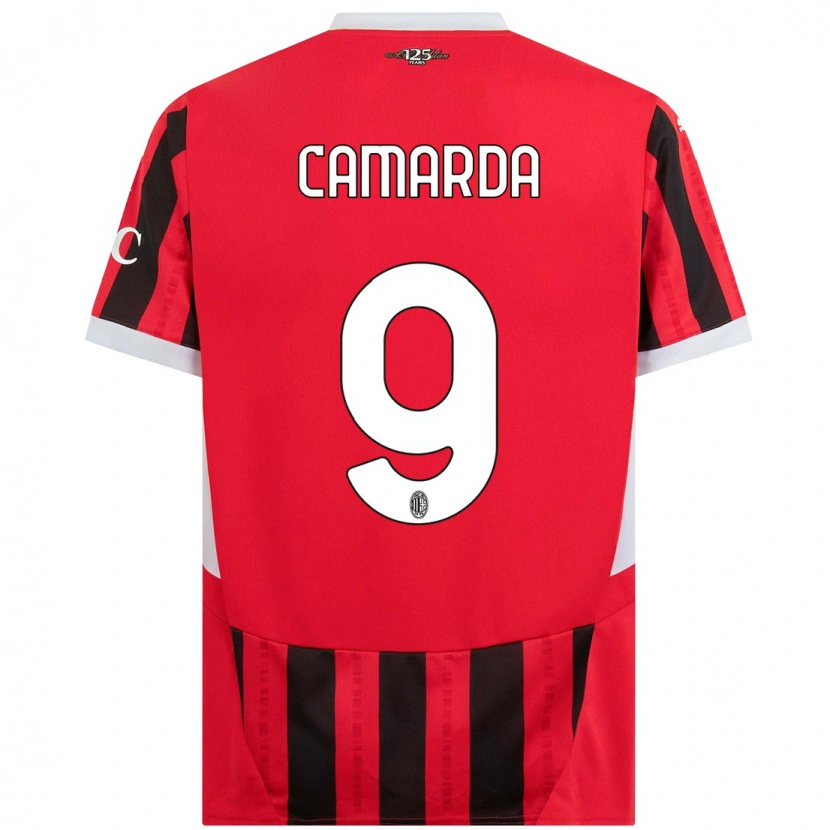 Danxen Hombre Camiseta Francesco Camarda #9 Rojo Negro 1ª Equipación 2024/25 La Camisa