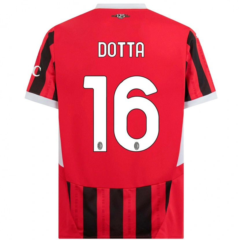 Danxen Hombre Camiseta Cristiano Dotta #16 Rojo Negro 1ª Equipación 2024/25 La Camisa