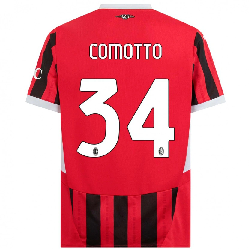 Danxen Hombre Camiseta Christian Comotto #34 Rojo Negro 1ª Equipación 2024/25 La Camisa