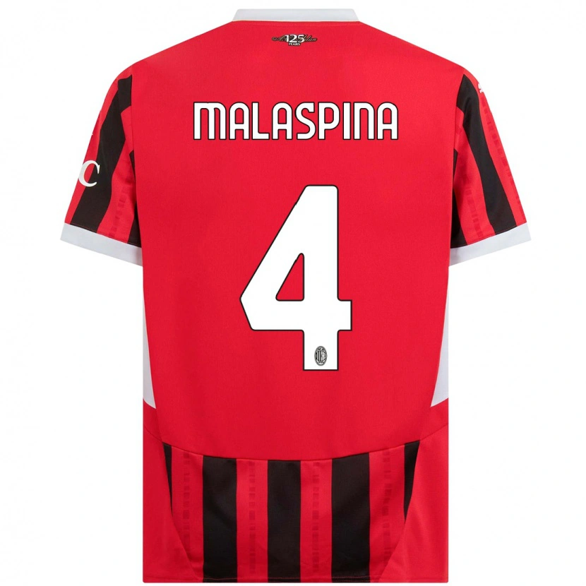 Danxen Hombre Camiseta Mattia Malaspina #4 Rojo Negro 1ª Equipación 2024/25 La Camisa