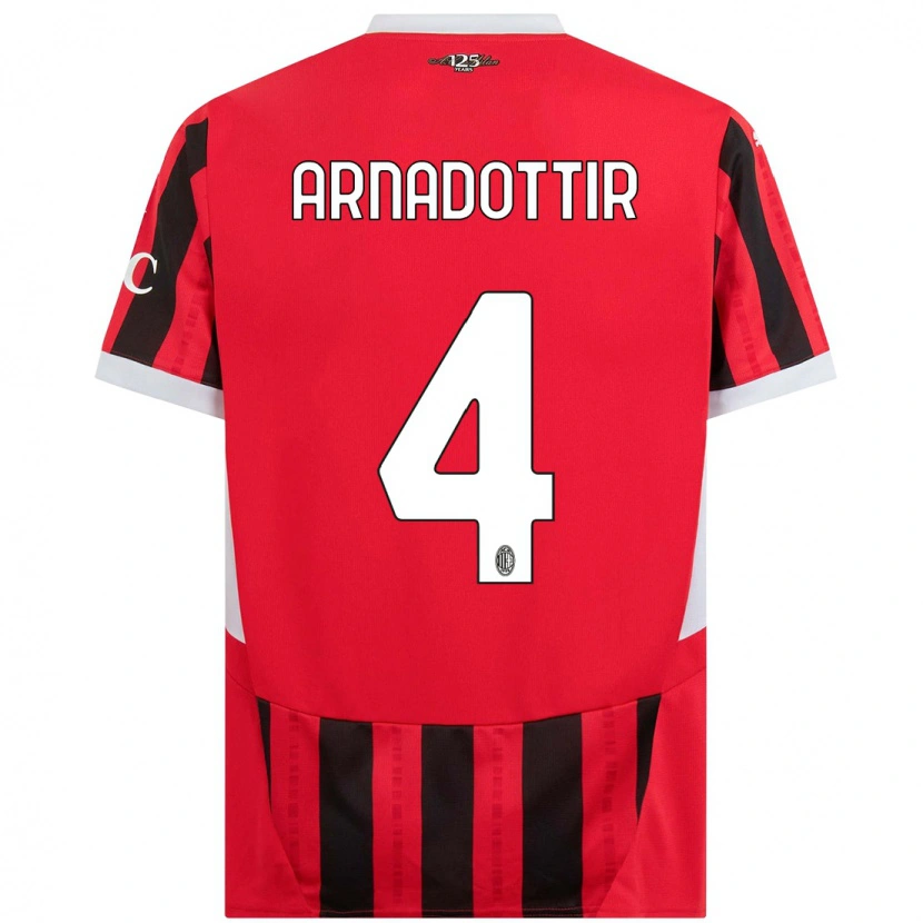 Danxen Hombre Camiseta Guony Arnadottir #4 Rojo Negro 1ª Equipación 2024/25 La Camisa