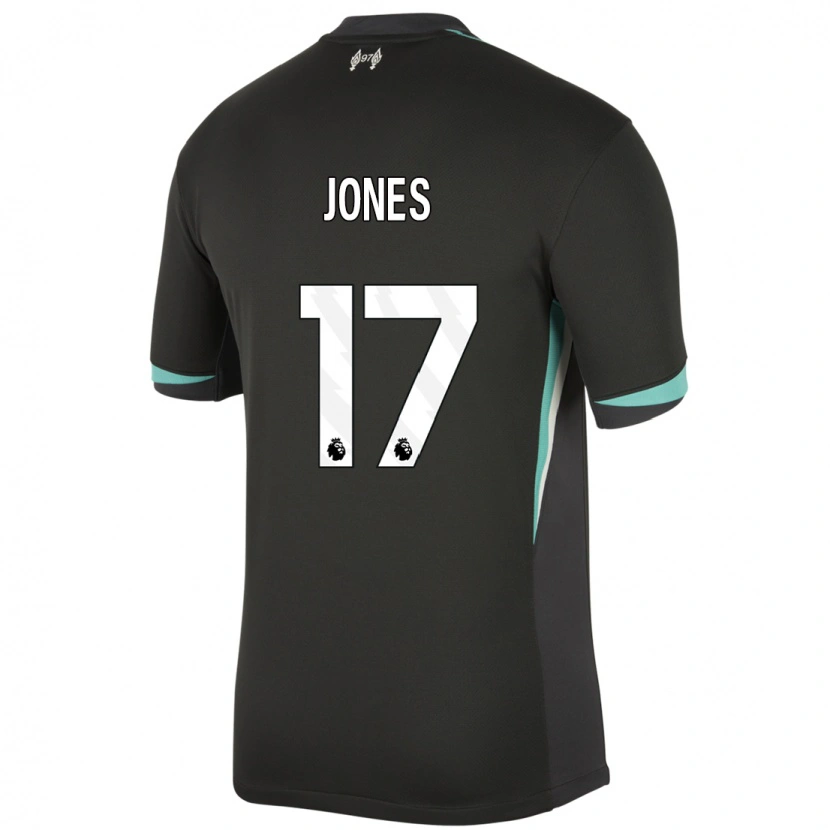 Danxen Hombre Camiseta Curtis Jones #17 Negro Antracita Blanco 2ª Equipación 2024/25 La Camisa