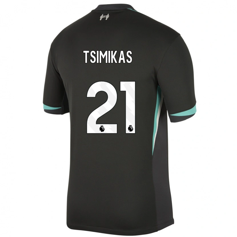 Danxen Hombre Camiseta Konstantinos Tsimikas #21 Negro Antracita Blanco 2ª Equipación 2024/25 La Camisa