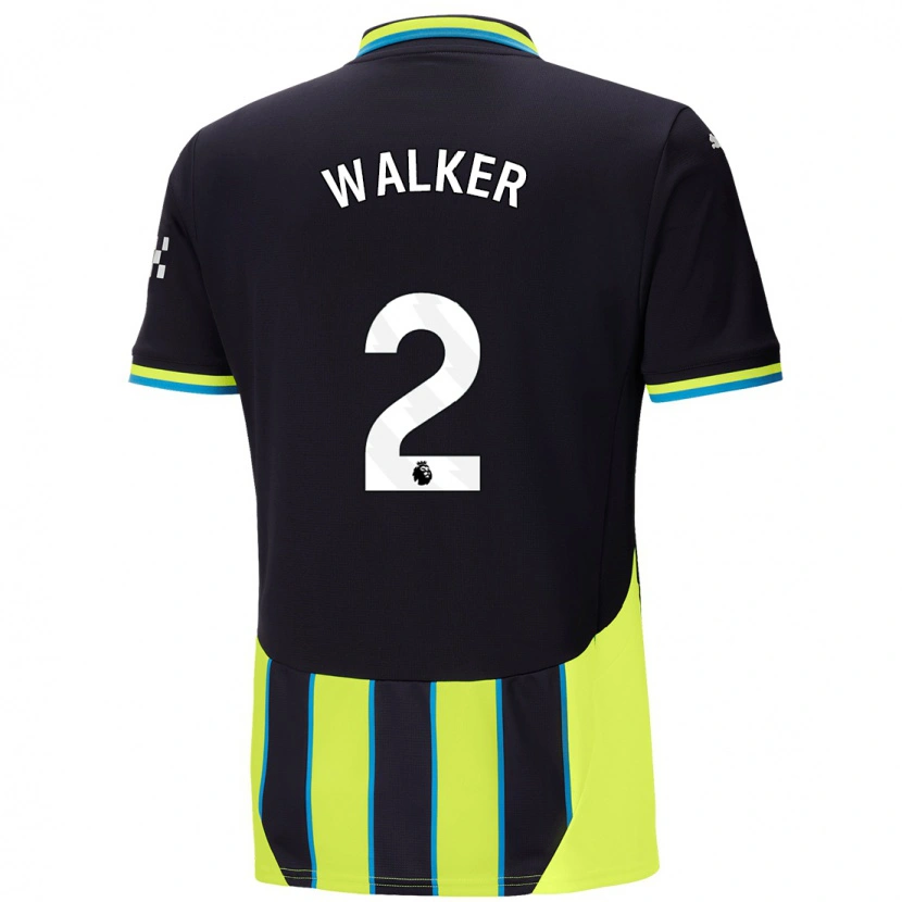 Danxen Hombre Camiseta Kyle Walker #2 Azul Amarillo 2ª Equipación 2024/25 La Camisa