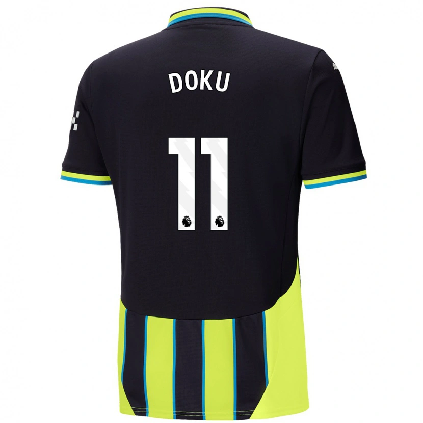 Danxen Hombre Camiseta Jérémy Doku #11 Azul Amarillo 2ª Equipación 2024/25 La Camisa