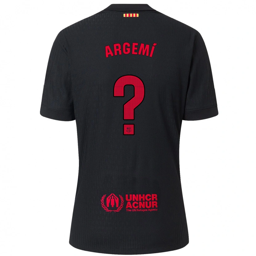 Danxen Hombre Camiseta Adam Argemí #0 Negro Rojo 2ª Equipación 2024/25 La Camisa