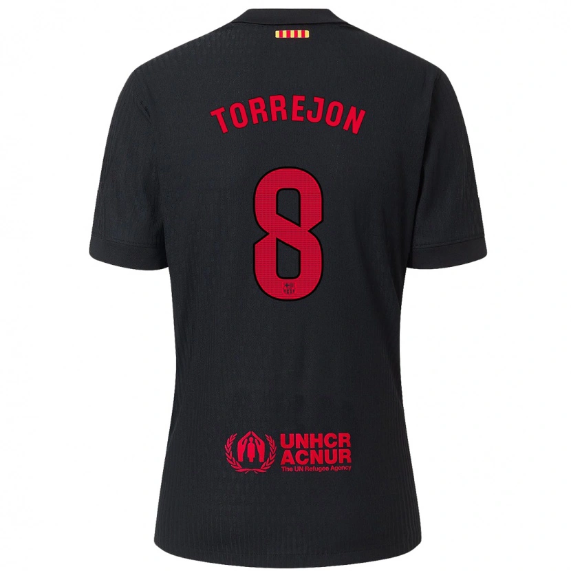 Danxen Hombre Camiseta Marta Torrejón #8 Negro Rojo 2ª Equipación 2024/25 La Camisa