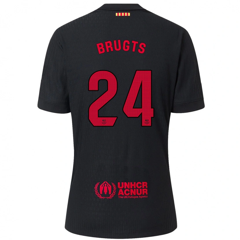 Danxen Hombre Camiseta Esmee Brugts #24 Negro Rojo 2ª Equipación 2024/25 La Camisa