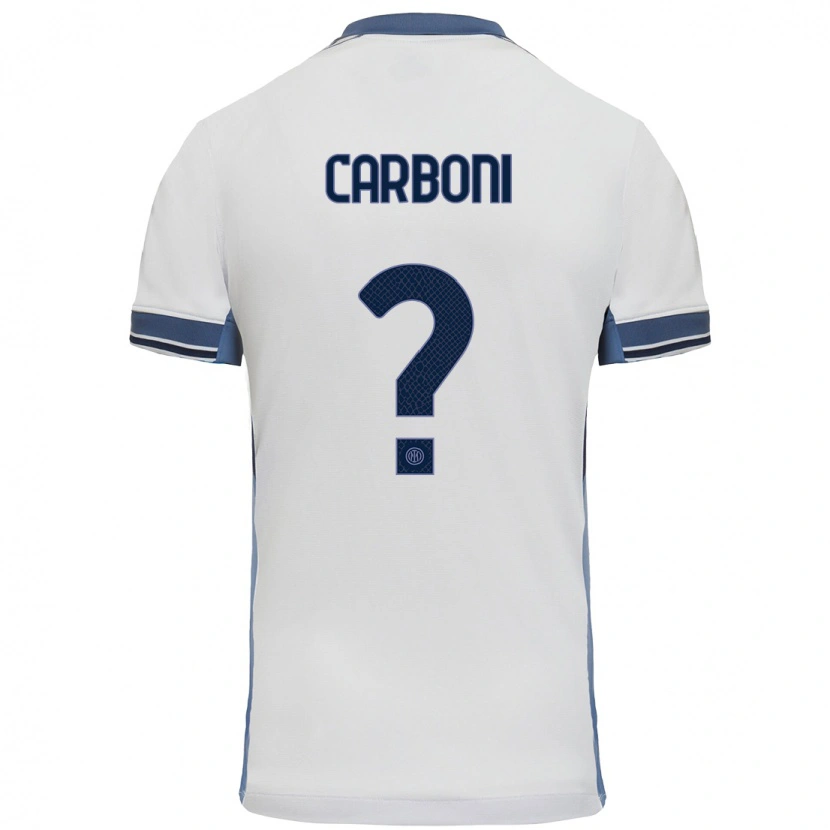 Danxen Hombre Camiseta Franco Carboni #0 Blanco Gris 2ª Equipación 2024/25 La Camisa