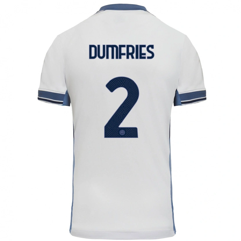 Danxen Hombre Camiseta Denzel Dumfries #2 Blanco Gris 2ª Equipación 2024/25 La Camisa