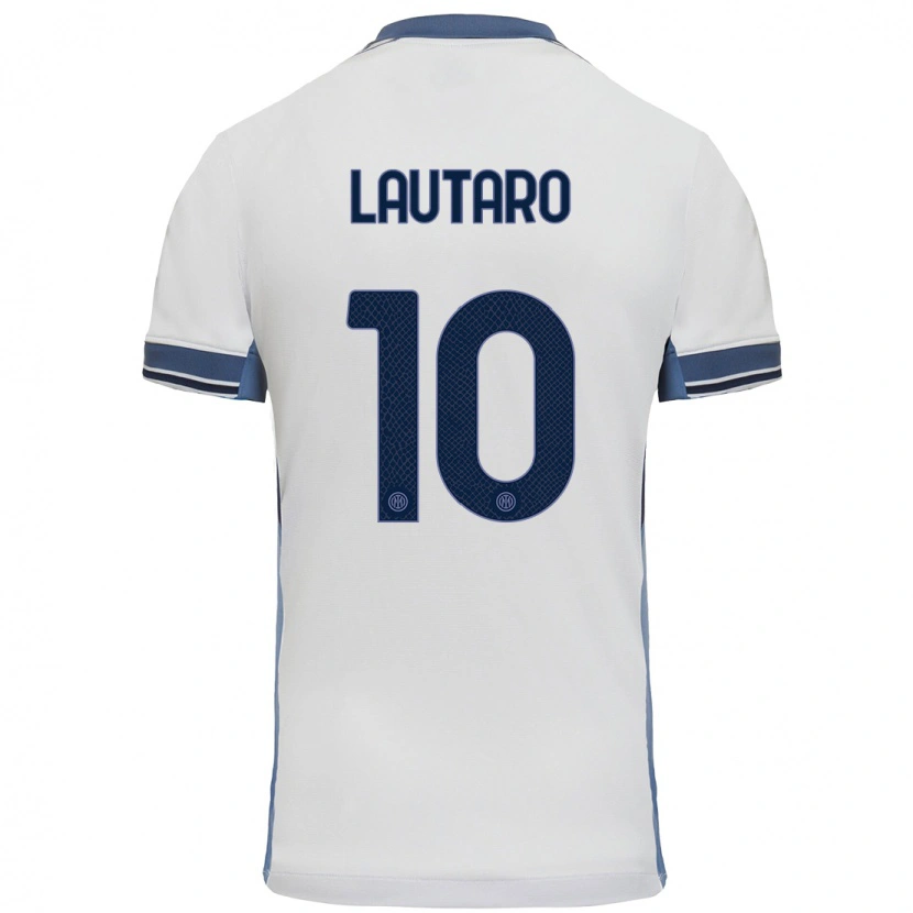 Danxen Hombre Camiseta Lautaro Martínez #10 Blanco Gris 2ª Equipación 2024/25 La Camisa