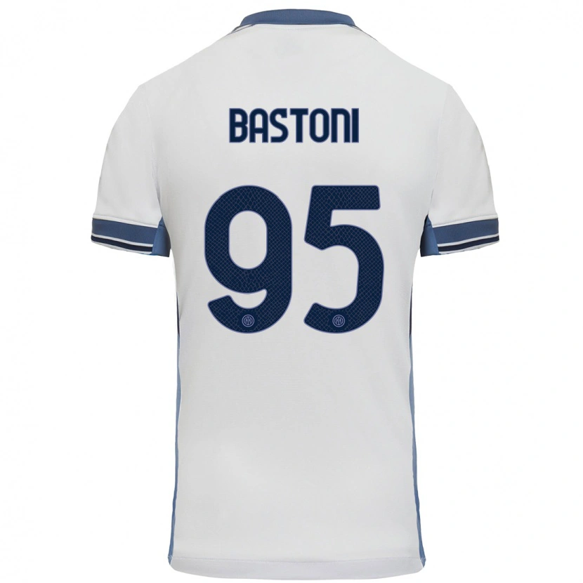 Danxen Hombre Camiseta Alessandro Bastoni #95 Blanco Gris 2ª Equipación 2024/25 La Camisa