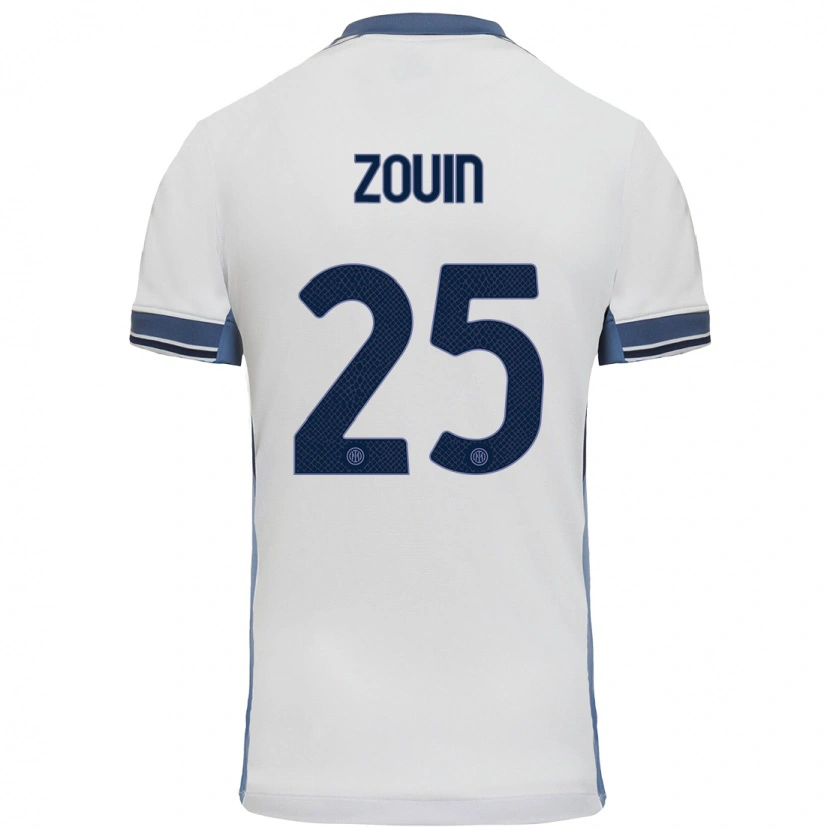 Danxen Hombre Camiseta Aymen Zouin #25 Blanco Gris 2ª Equipación 2024/25 La Camisa