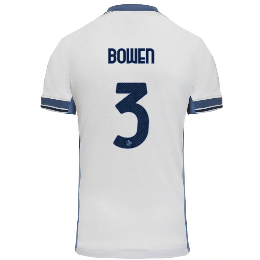 Danxen Hombre Camiseta Katie Bowen #3 Blanco Gris 2ª Equipación 2024/25 La Camisa